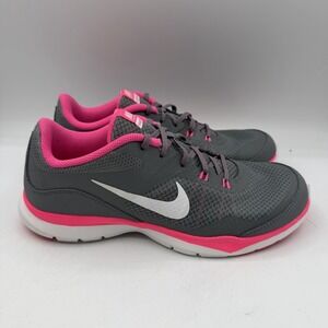 Nike Flex Trainer 5 Running Shoes Womens Sz 9.5 Cool Grey/White/Pink 724858-003